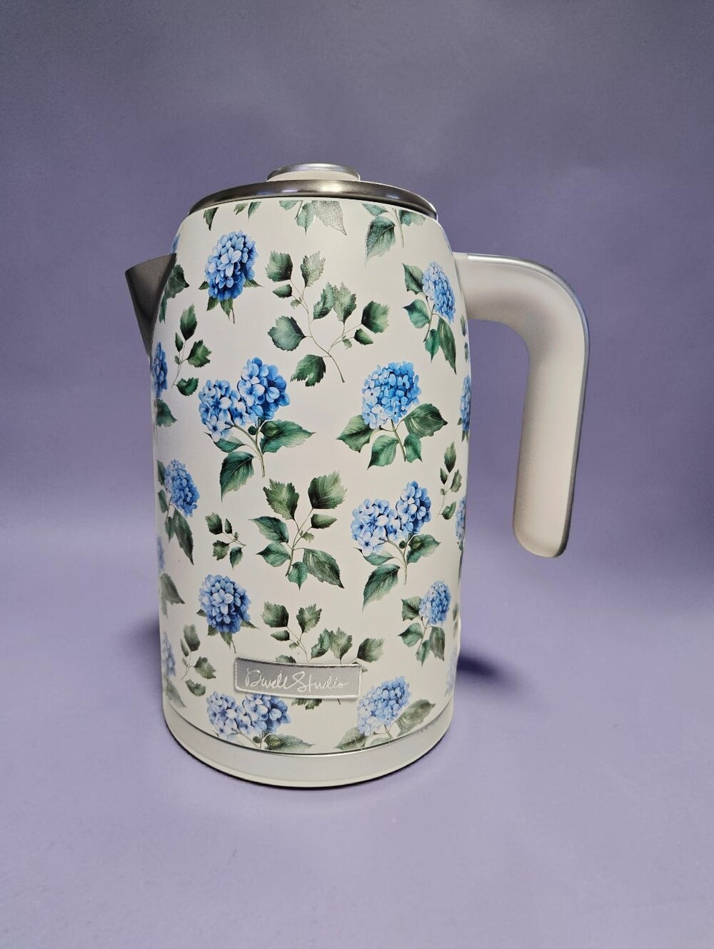 NEW Dwell Studio Hydrangea Flower Print Electric Kettle Stainless Steel 1.7 LT